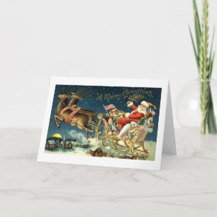 Tarjeta Festiva Santa y Sleigh