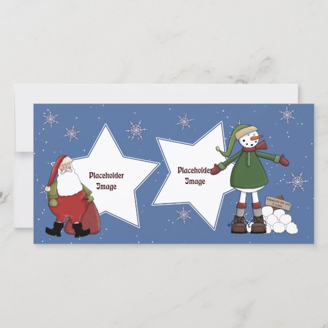 Tarjeta Festiva Santa y Snowman (Anverso)