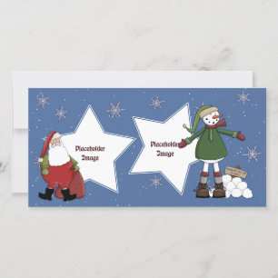 Tarjeta Festiva Santa y Snowman