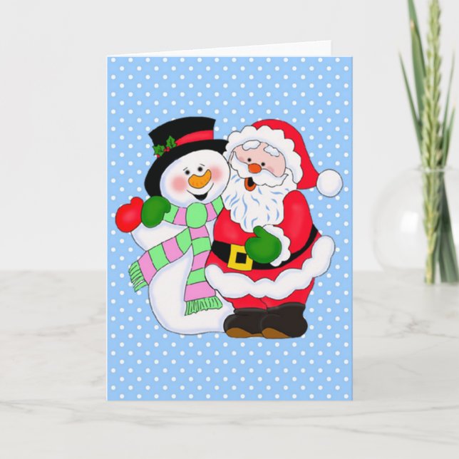 Tarjeta Festiva Santa y Snowman (Anverso)