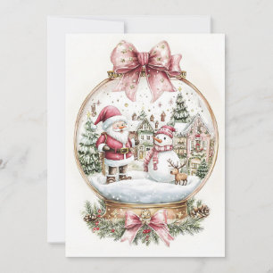 Tarjeta Festiva Santa Y Snowman