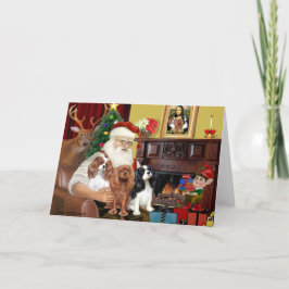 Tarjeta Festiva Santa y tres caballeros