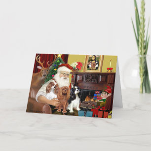 Tarjeta Festiva Santa y tres caballeros