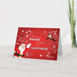 Tarjeta Festiva Santa y un deseo de renos