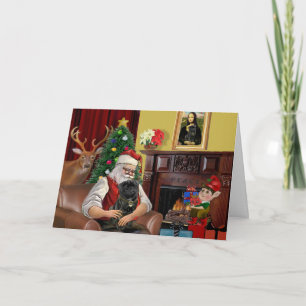 Tarjeta Festiva Santa's Black Pug