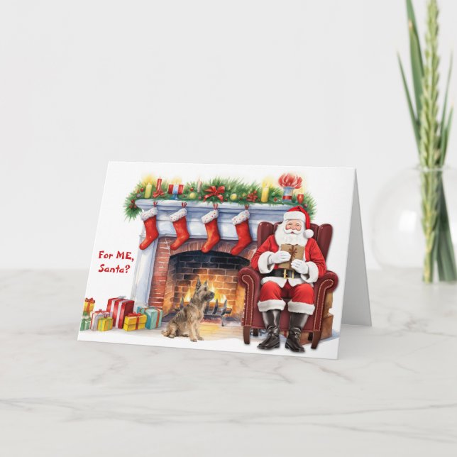 Tarjeta Festiva Santa's Gift Berger Picard Dog Christmas (Anverso)