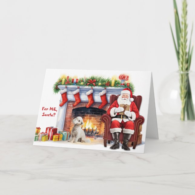 Tarjeta Festiva Santa's Gift Bichon Frise Dog Christmas (Anverso)