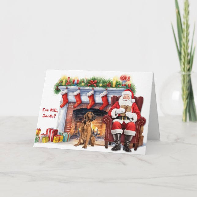 Tarjeta Festiva Santa's Gift Bloodhound Dog Christmas (Anverso)