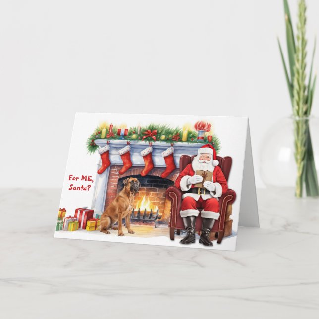 Tarjeta Festiva Santa's Gift Bullmastiff Dog Christmas (Anverso)