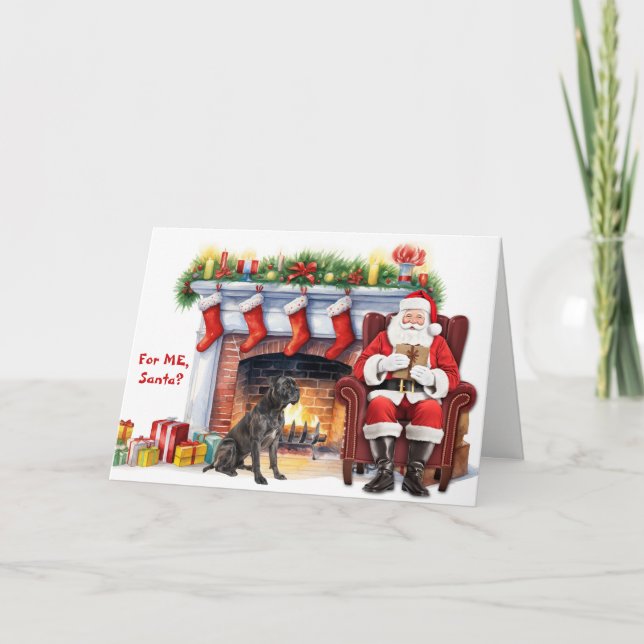 Tarjeta Festiva Santa's Gift Cane Corso Dog Christmas (Anverso)