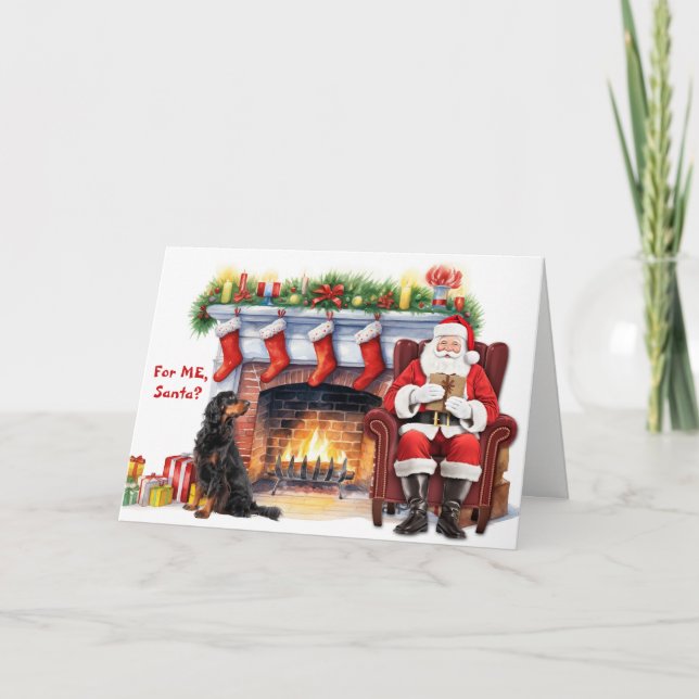 Tarjeta Festiva Santa's Gift Gordon Setter Dog Cute Christmas (Anverso)