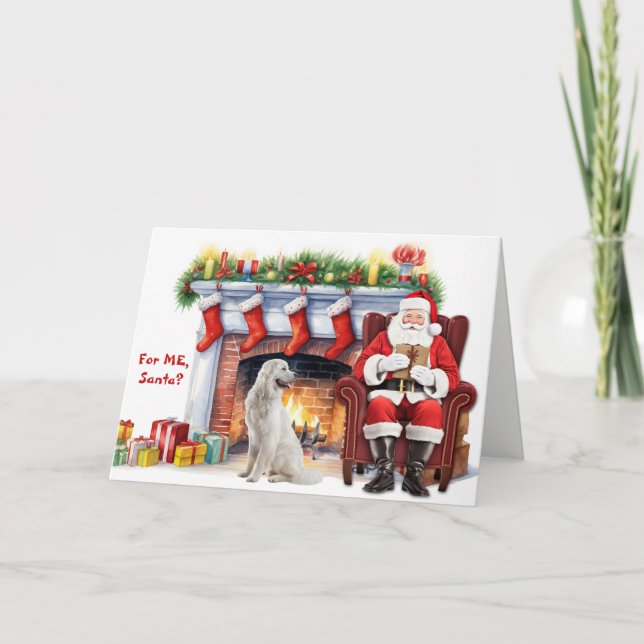 Tarjeta Festiva Santa's Gift Kuvasz Dog Christmas (Anverso)