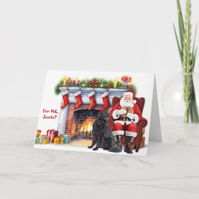 Tarjeta Festiva Santa's Gift Newfoundland Dog Christmas (Anverso)