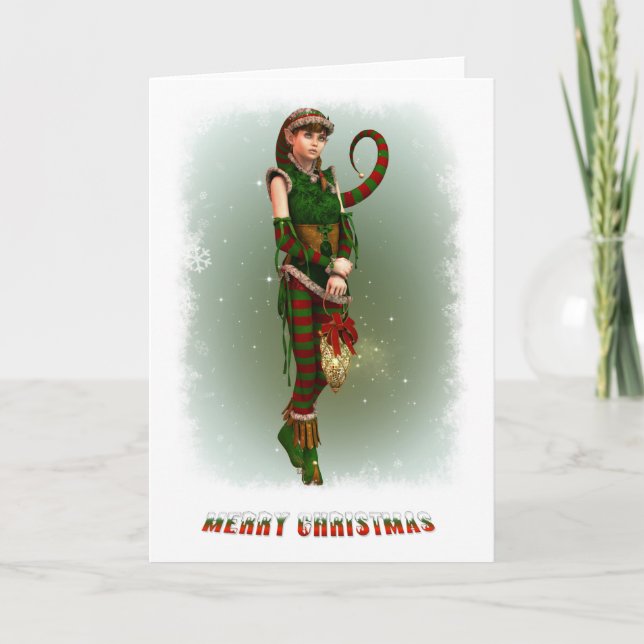 Tarjeta Festiva Santas Little Helper Amy (Anverso)