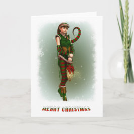 Tarjeta Festiva Santas Little Helper Amy