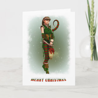 Tarjeta Festiva Santas Little Helper Amy