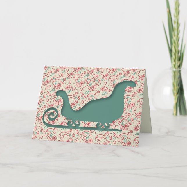 Tarjeta Festiva Santas Sleigh (Anverso)