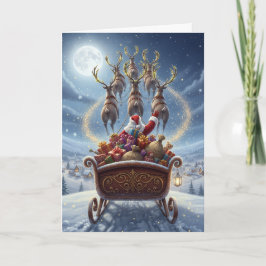 Tarjeta Festiva Santa's Sleigh Ride - Christmas Greeting Card