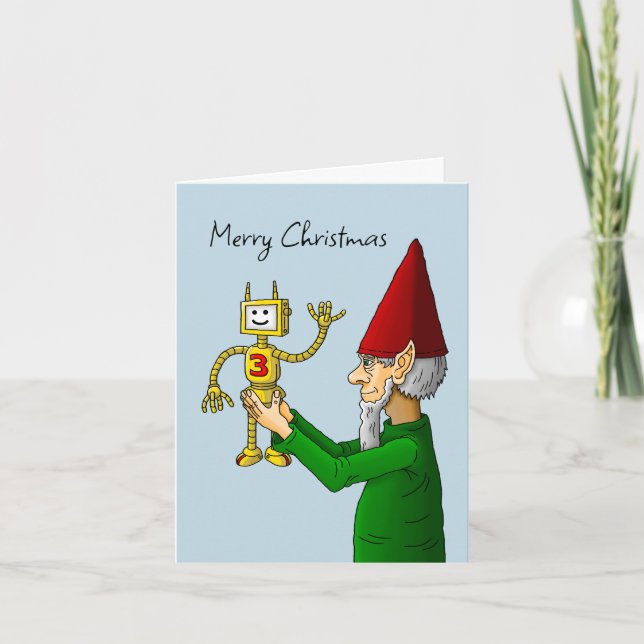 Tarjeta Festiva Santa's Toymaker and the Robot (Anverso)