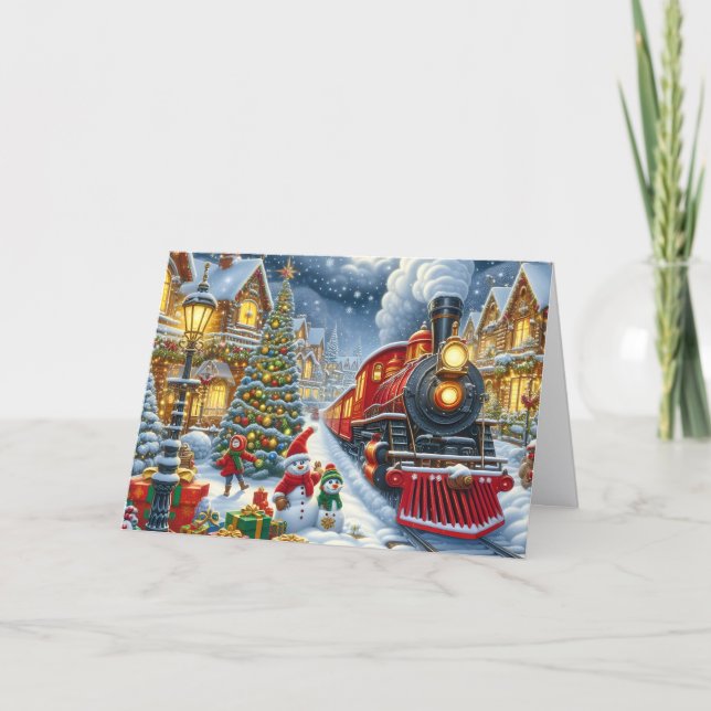 Tarjeta Festiva Santa's Village Christmas Train (Anverso)