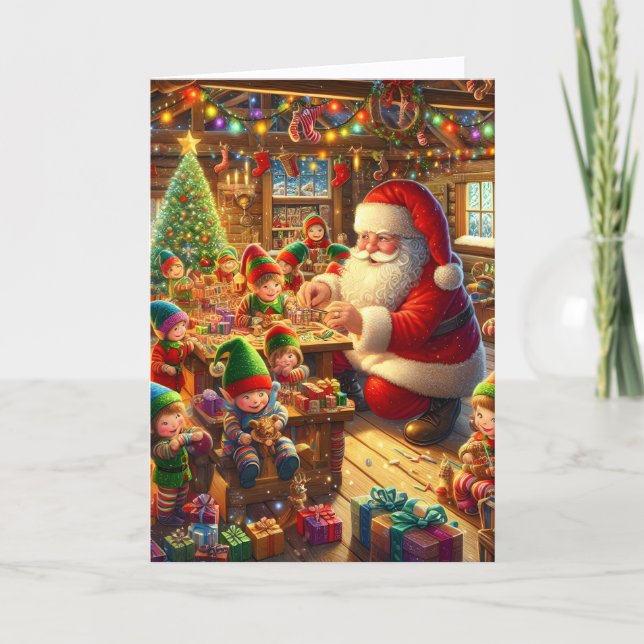 Tarjeta Festiva Santa's Workshop Christmas (Anverso)