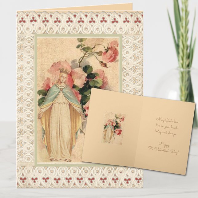 Tarjeta Festiva Santísima Floral Virgen Santa Día de San Valentín (Subido por el creador)