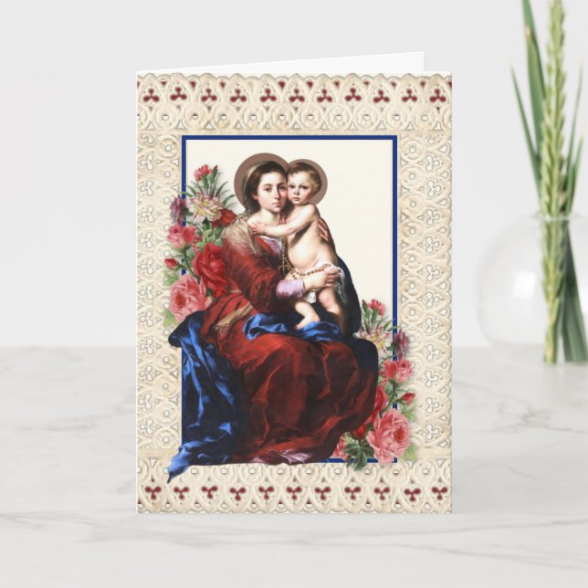 Tarjeta Festiva Santísima Floral Virgen Santa Día de San Valentín (Anverso)