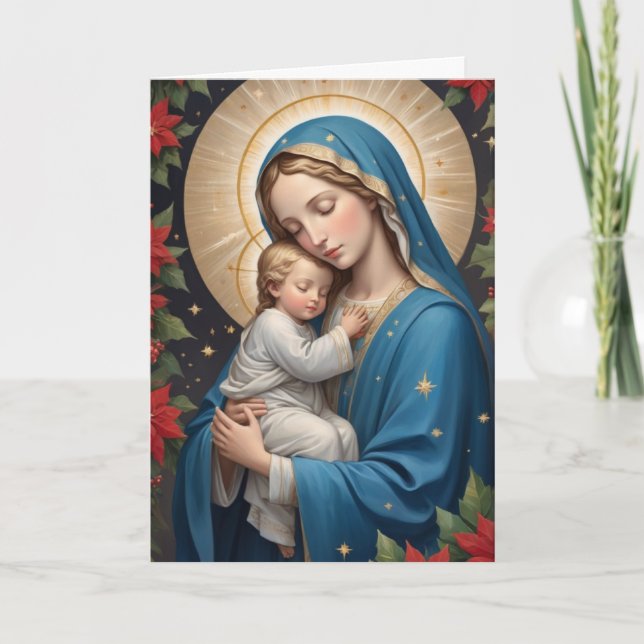 Tarjeta Festiva Santísima Virgen María Tradicional Católica (Anverso)