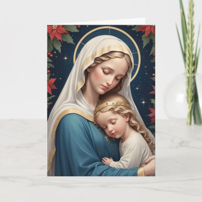 Tarjeta Festiva Santísima Virgen María Tradicional Católica (Anverso)