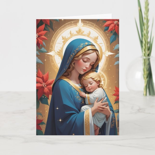 Tarjeta Festiva Santísima Virgen María Tradicional Católica (Anverso)