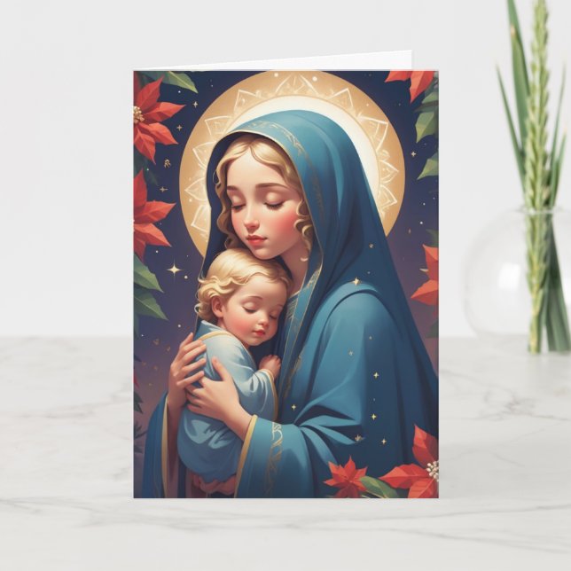Tarjeta Festiva Santísima Virgen María Tradicional Católica (Anverso)
