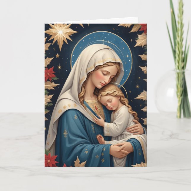 Tarjeta Festiva Santísima Virgen María Tradicional Católica (Anverso)