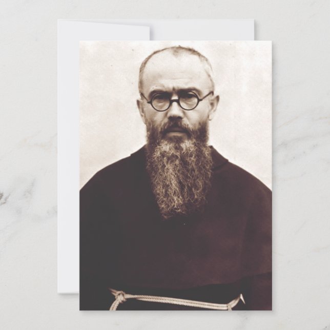 Tarjeta Festiva Santo Maximiliano Kolbe sacerdote católico polaco (Anverso)