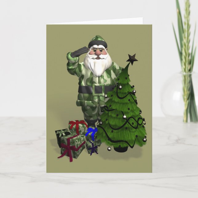 Tarjeta Festiva Sargento Santa Claus (Anverso)