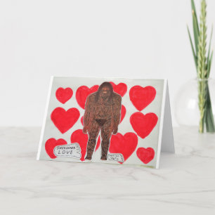 Tarjeta Festiva Sasquatch-amor-corazones