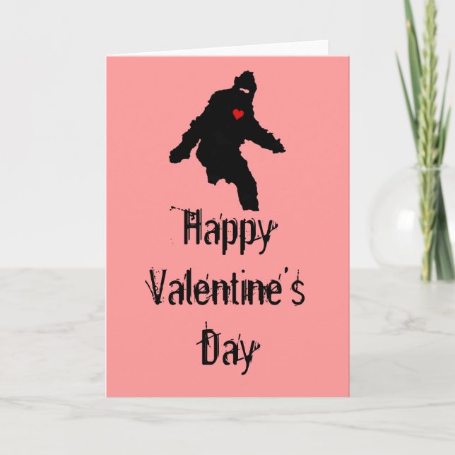 Tarjeta Festiva Sasquatch Love: Feliz Día de San Valentín (Anverso)