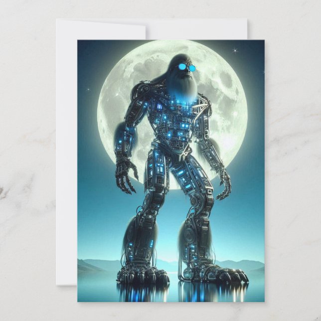 Tarjeta Festiva Sasquatch Robot (Anverso)