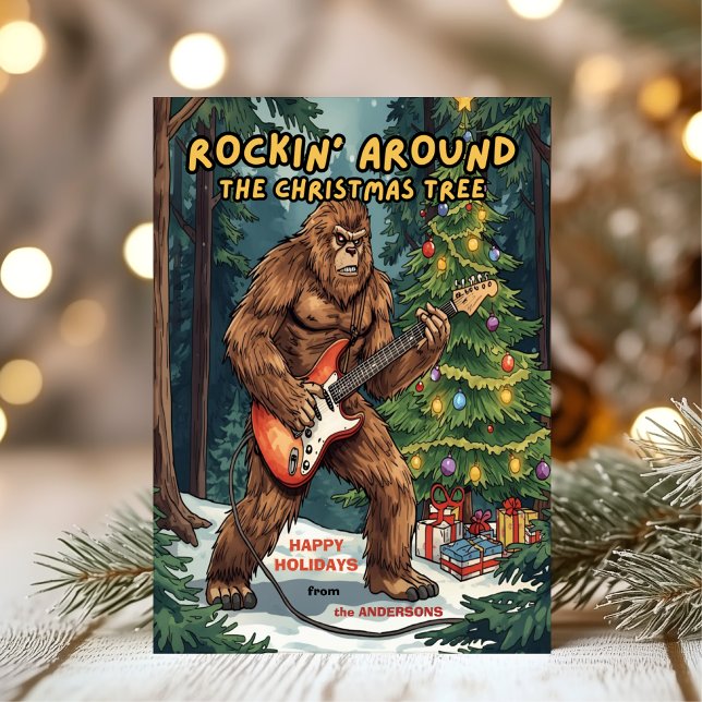 Tarjeta Festiva Sasquatch Rockin’ Around the Christmas Tree  (Subido por el creador)