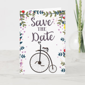 Tarjeta Festiva Save the Date Penny Farthing
