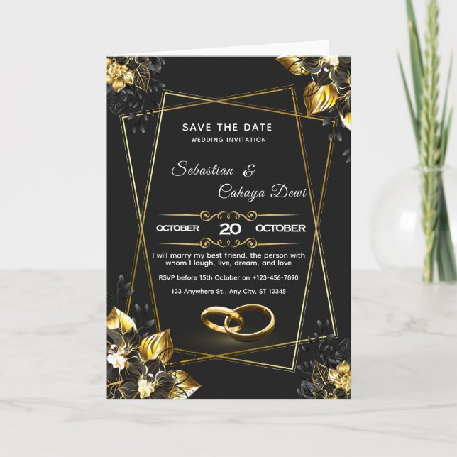 Tarjeta Festiva Save the Date Wedding Invitation – Elegant Floral  (Anverso)