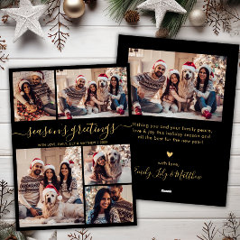 Tarjeta Festiva Sazons Greetings Moda Black Gold Script 5 Foto