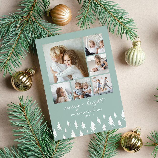 Tarjeta Festiva Scandi Trees | Modern Minimalist Photo Collage (Subido por el creador)