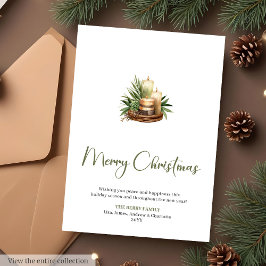 Tarjeta Festiva Scandinavian Pine Wreath Printable Christmas Card