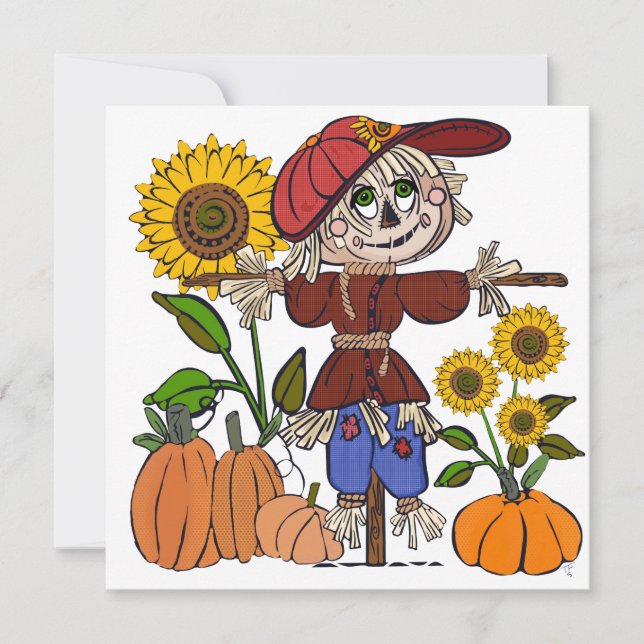 Tarjeta Festiva Scarecrow Super Cute (Anverso)