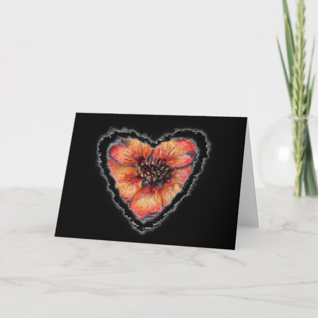 Tarjeta Festiva Scarlet Heart Valentine Love Romance Card (Anverso)