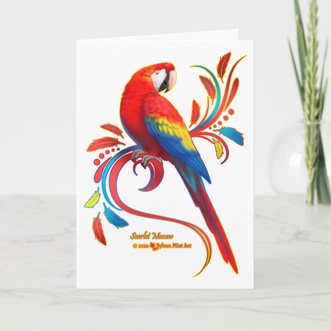 Tarjeta Festiva Scarlet Macaw (Anverso)