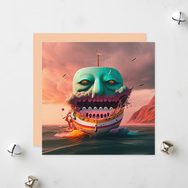 Tarjeta Festiva Scary Boat (Anverso/Reverso In Situ)