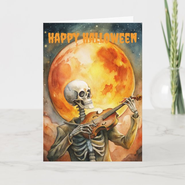 Tarjeta Festiva Scary Halloween Creepe Skeleton (Anverso)