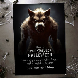 Tarjeta Festiva Scary Werewolf Halloween Festín