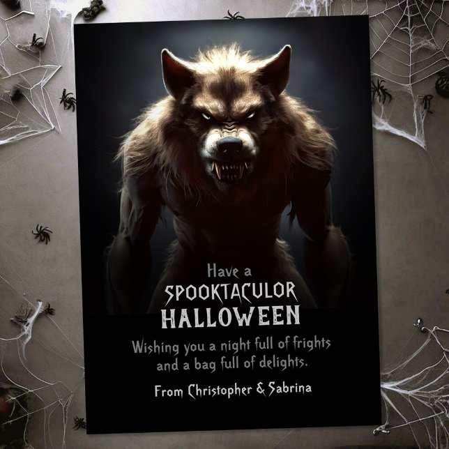 Tarjeta Festiva Scary Werewolf Halloween Festín (Subido por el creador)